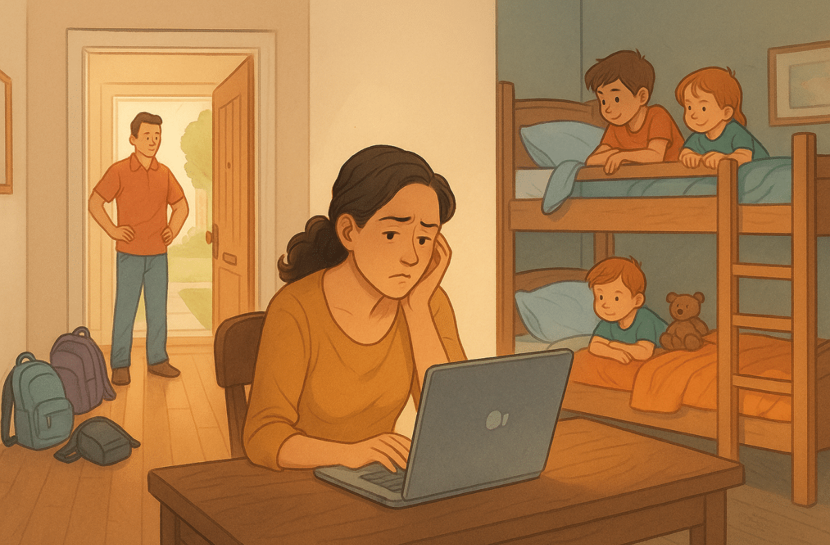 An illustration of a person looking at a laptop looking concerned.