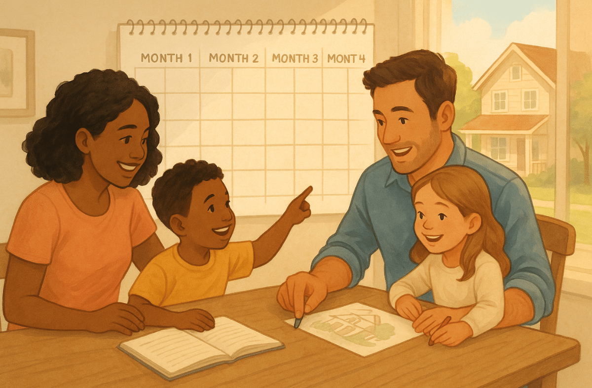 Illustration of a family planning their move