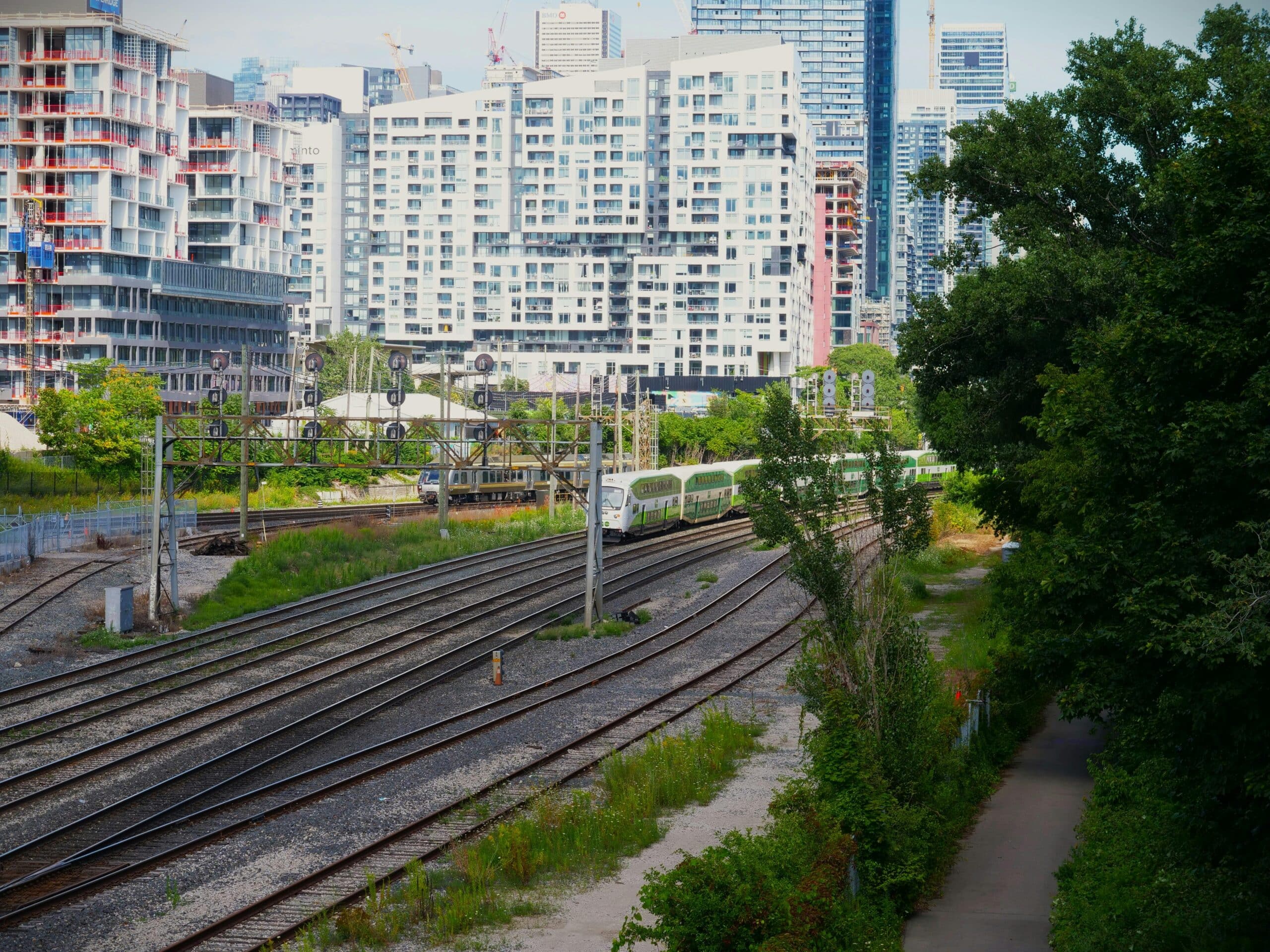 Go Train on tracks