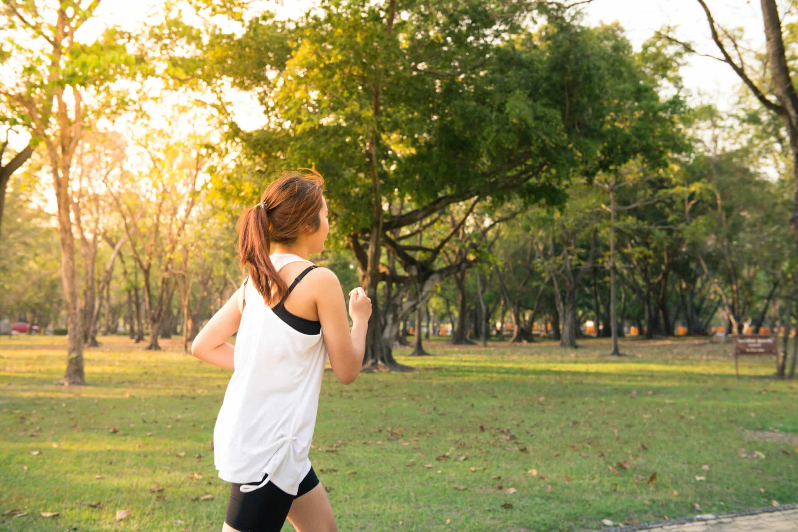 Person running in park