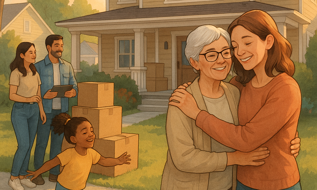 An illustration of moving with parents