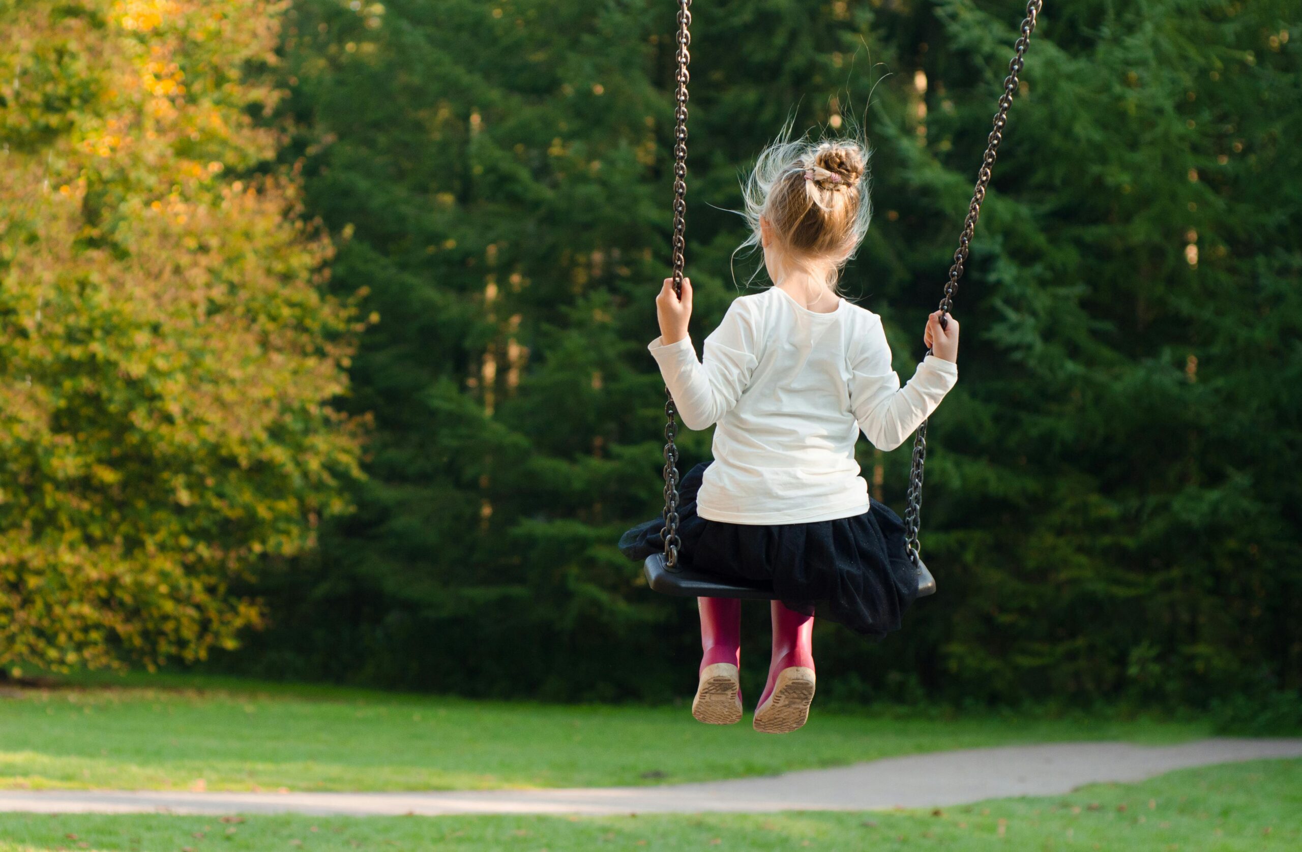 Girl on a swing in a park