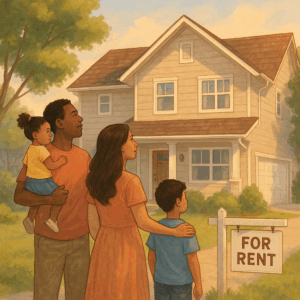 What to Do If Your Home Sells Before You Buy the Next One - Family Edition 1 Family looking at a home for rent