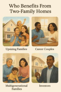 Two-Family Homes: Finding Your Perfect Investment Property 1 infographic on who benefits from two-family homes