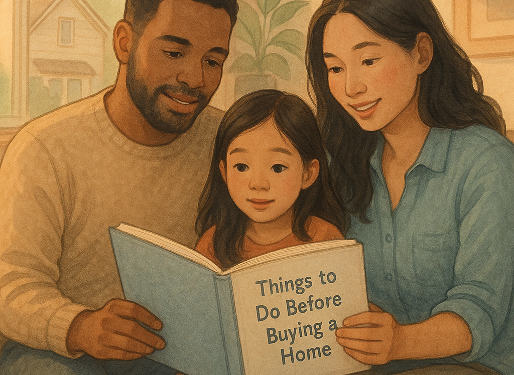 Blog 20 An image of a family reading a book on Things to Do Before Buying a Home