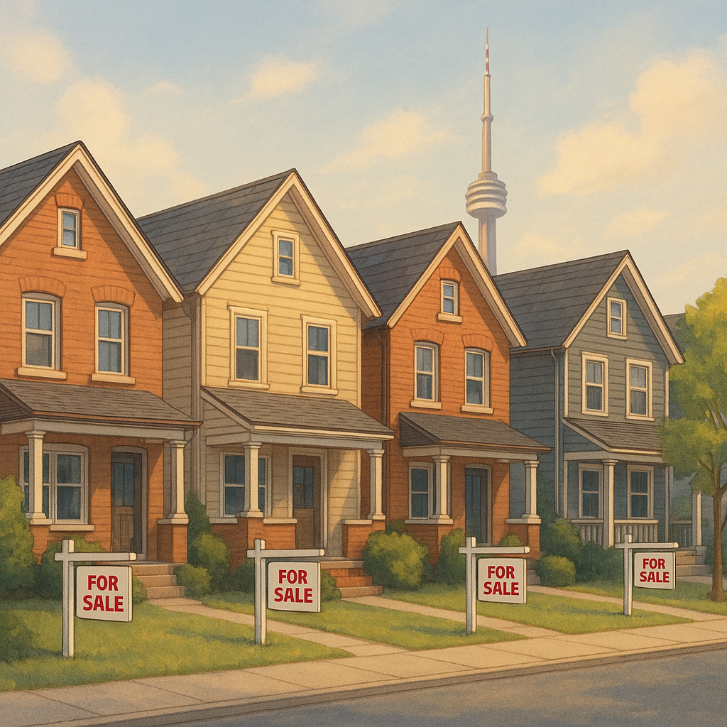 A row of homes in Toronto for sale.