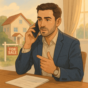 How to Negotiate the Terms of Your Home Sale in Toronto: A Guide for Families Upsizing 4 An illustration of a realtor on the phone negotiating