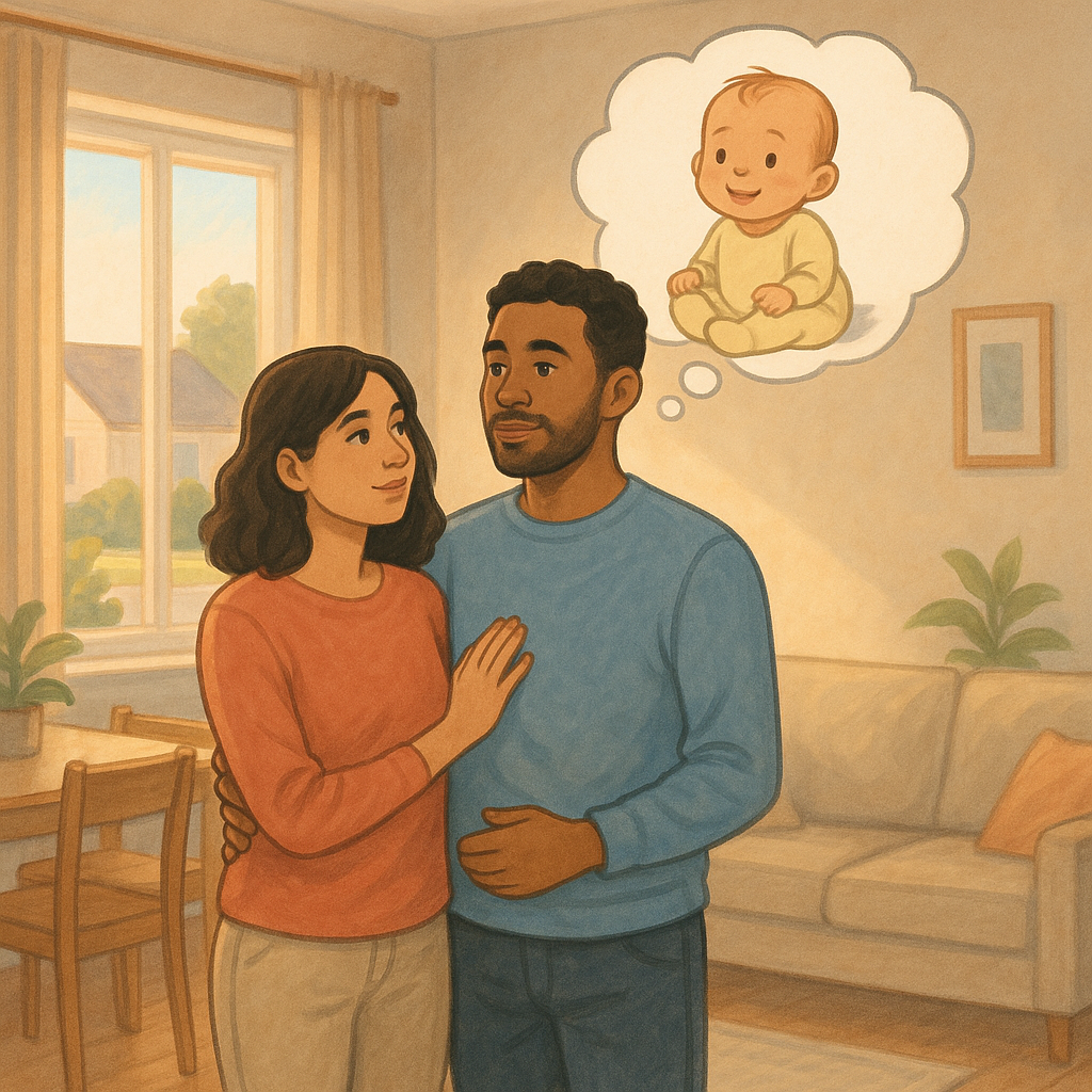 A couple thinking about a baby.