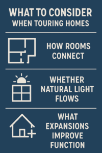 Infographic on what to consider when touring homes.