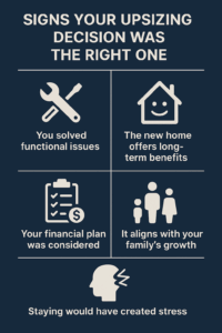 What If We Regret Moving? How to Trust Your Upsizing Decision 2 Infographic on signs your upsizing decision was the right one