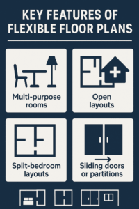Flexible Floor Plans That Grow With Your Family: How to Choose a Home That Adapts Over Time 1 An infographic on the key features of flexible floor plans.