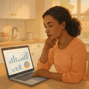 Moving When Self-Employed: How Upsizing Families Can Prepare Financially 1 A woman looking at her financial profile on a laptop
