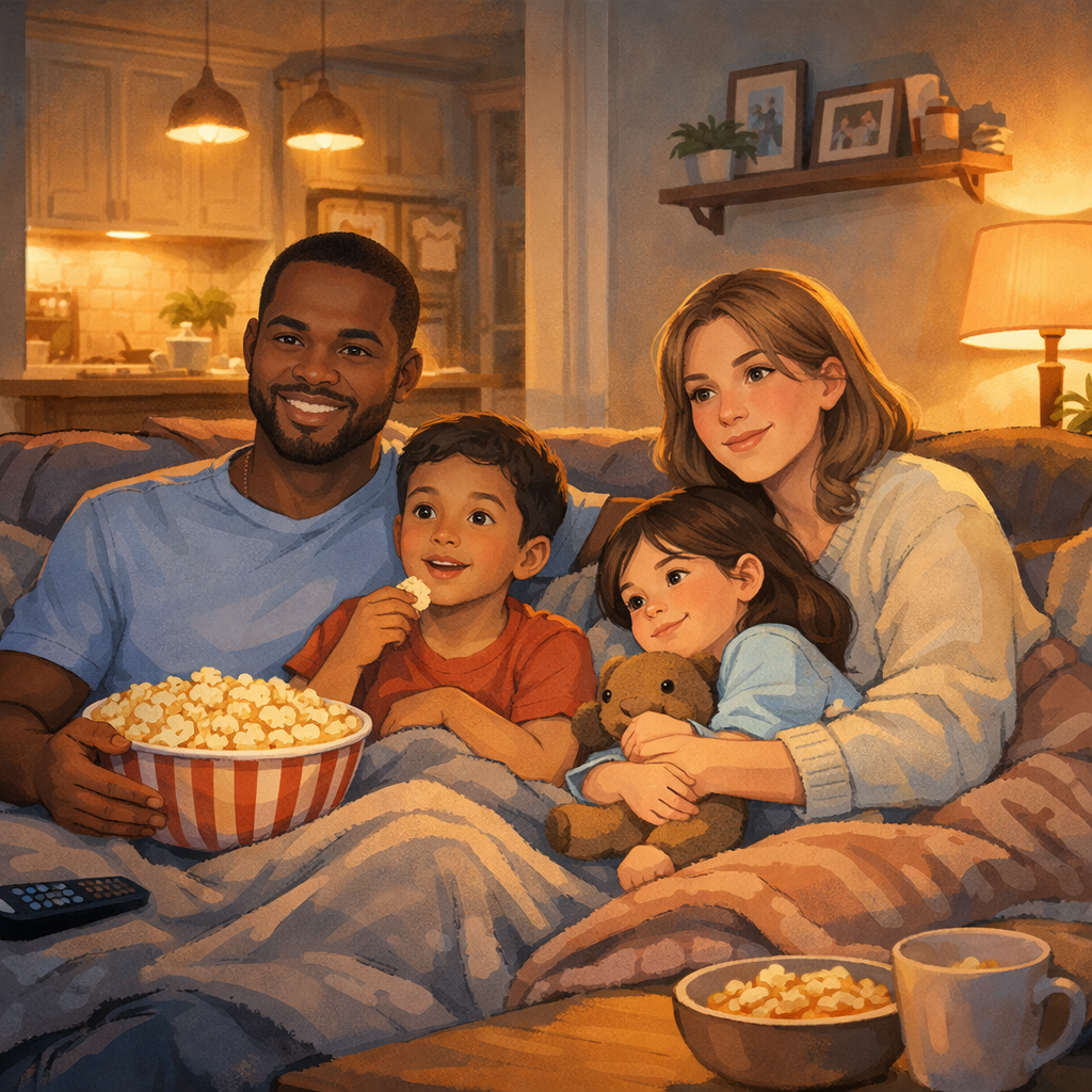 Family-Friendly Things to Do in Toronto for a Smooth Post-Move Transition 3 Family having a movie night.