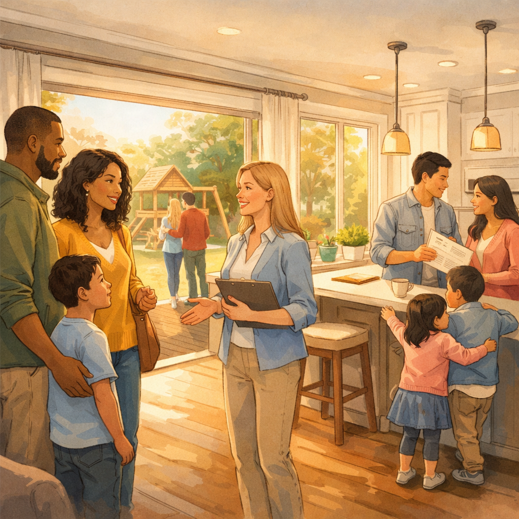 From Pinterest to Possession: How Families Choose a Home 2 A photo of a family at an open house.