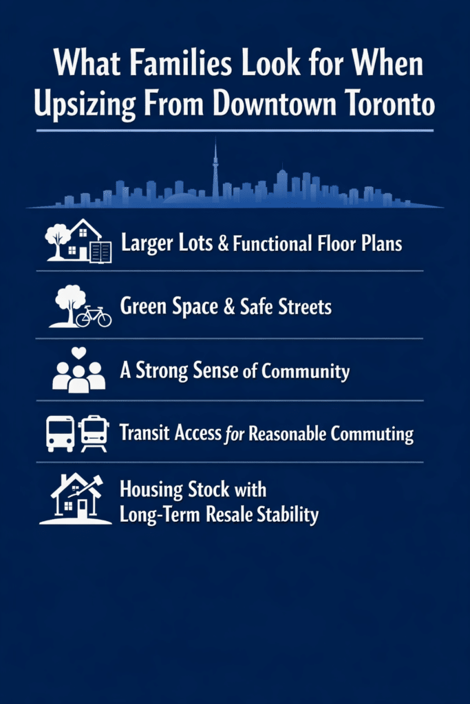 Upsizing From Downtown Toronto: These Are the Top Neighbourhoods Families Choose 2 An infographic on What Families Look for When Upsizing from Downtown Toronto.