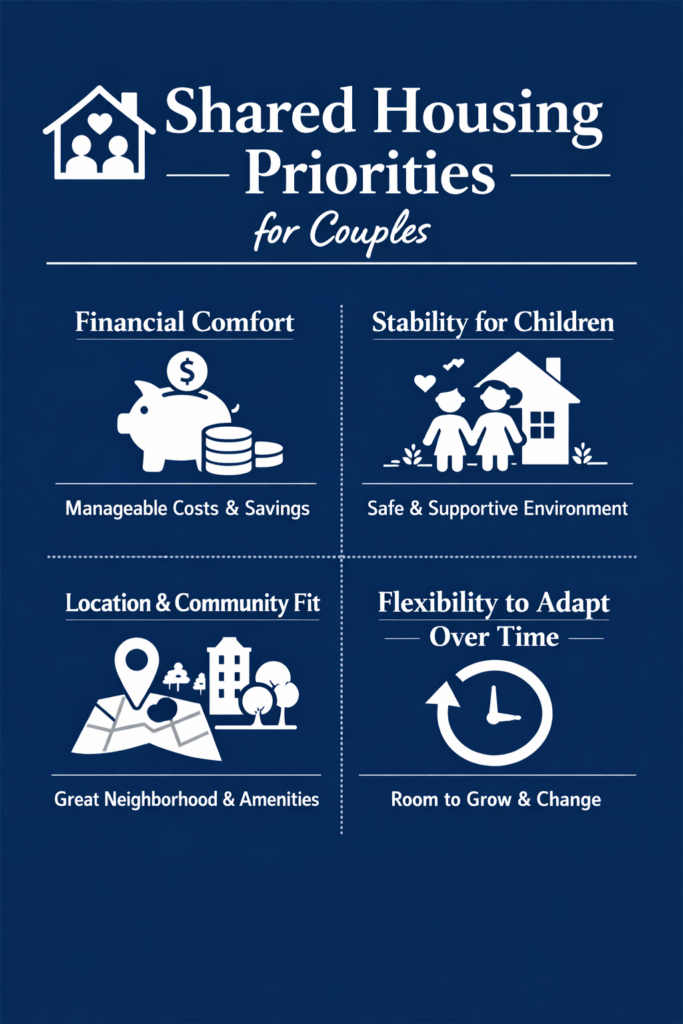 How to Make Housing Decisions As a Couple Without Resentment 3 An infographic on shared Housing Priorities for couples.