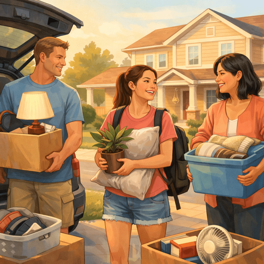 An image of adult children move back home