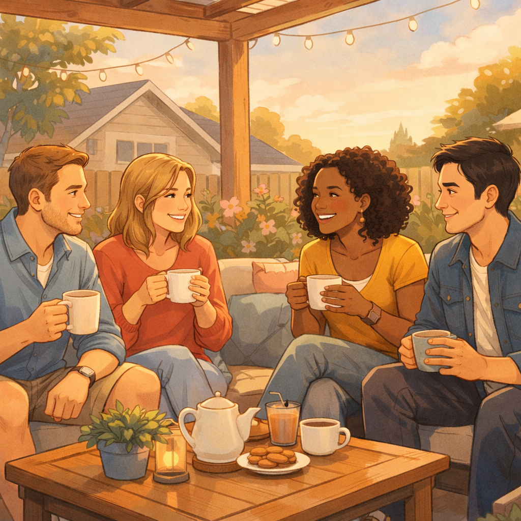 Moving for Lifestyle, Not Family Size 3 People having coffee on a patio