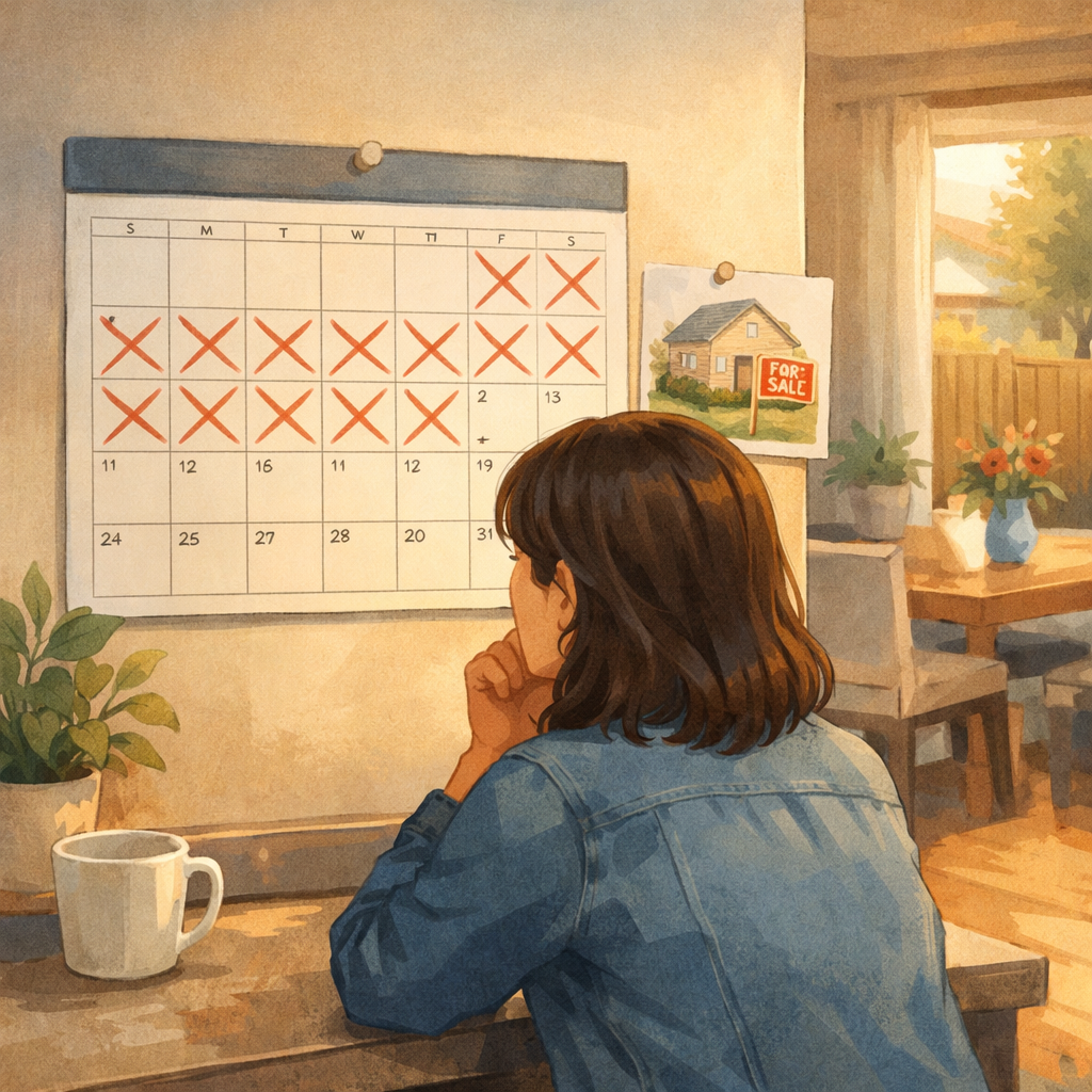 Why Moving Twice Costs More Than Upsizing Once (What GTA Families Should Know) 3 Someone looking at a calendar with crossed off dates.