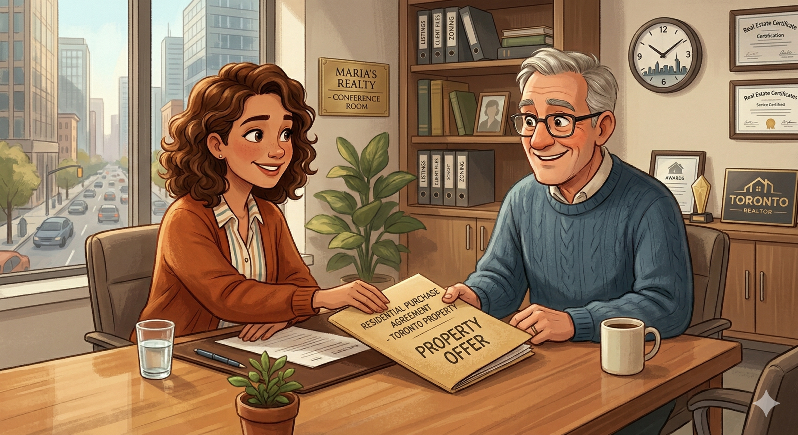 A woman making a strong offer on a home