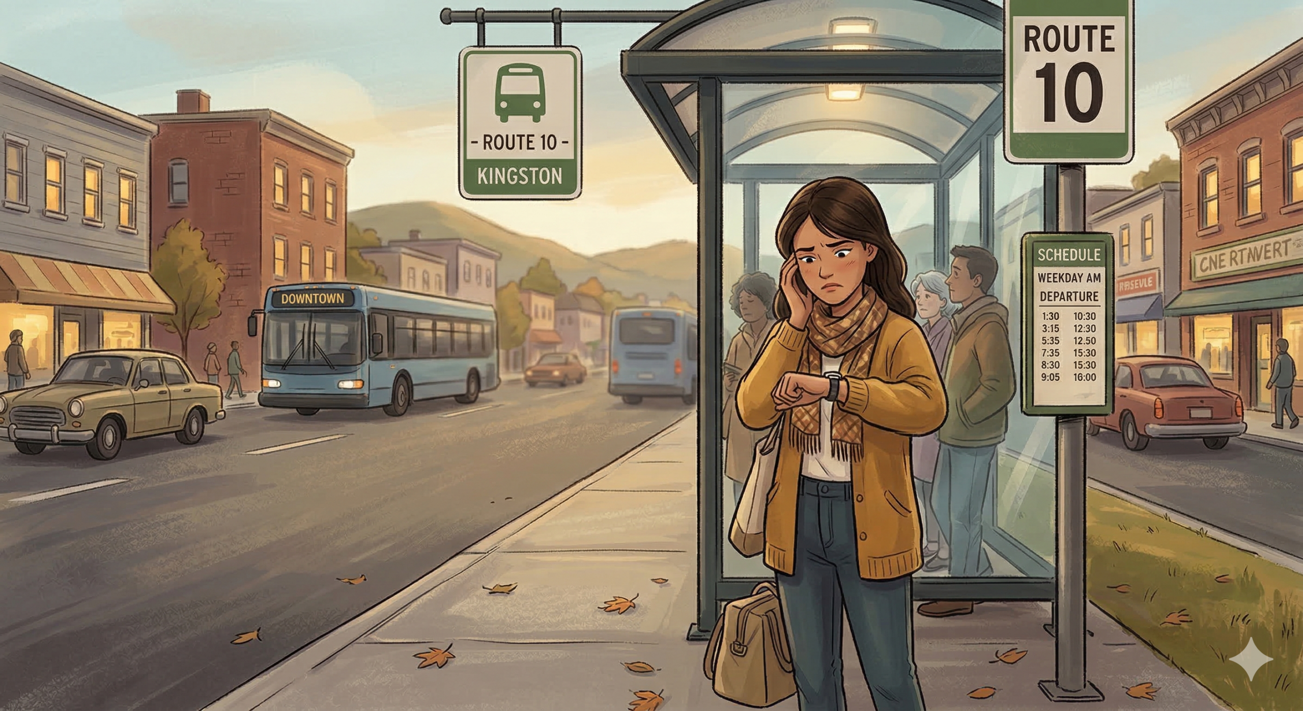 More Space and Shorter Drives: Why GTA Families Are Moving Closer to Amenities 1 Woman checking watch at bus stop.