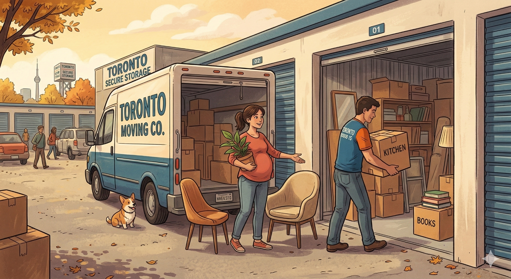 What Moving Costs Look Like When Upsizing Your Family Home in Toronto 1 A couple moving boxes into a storage unit.