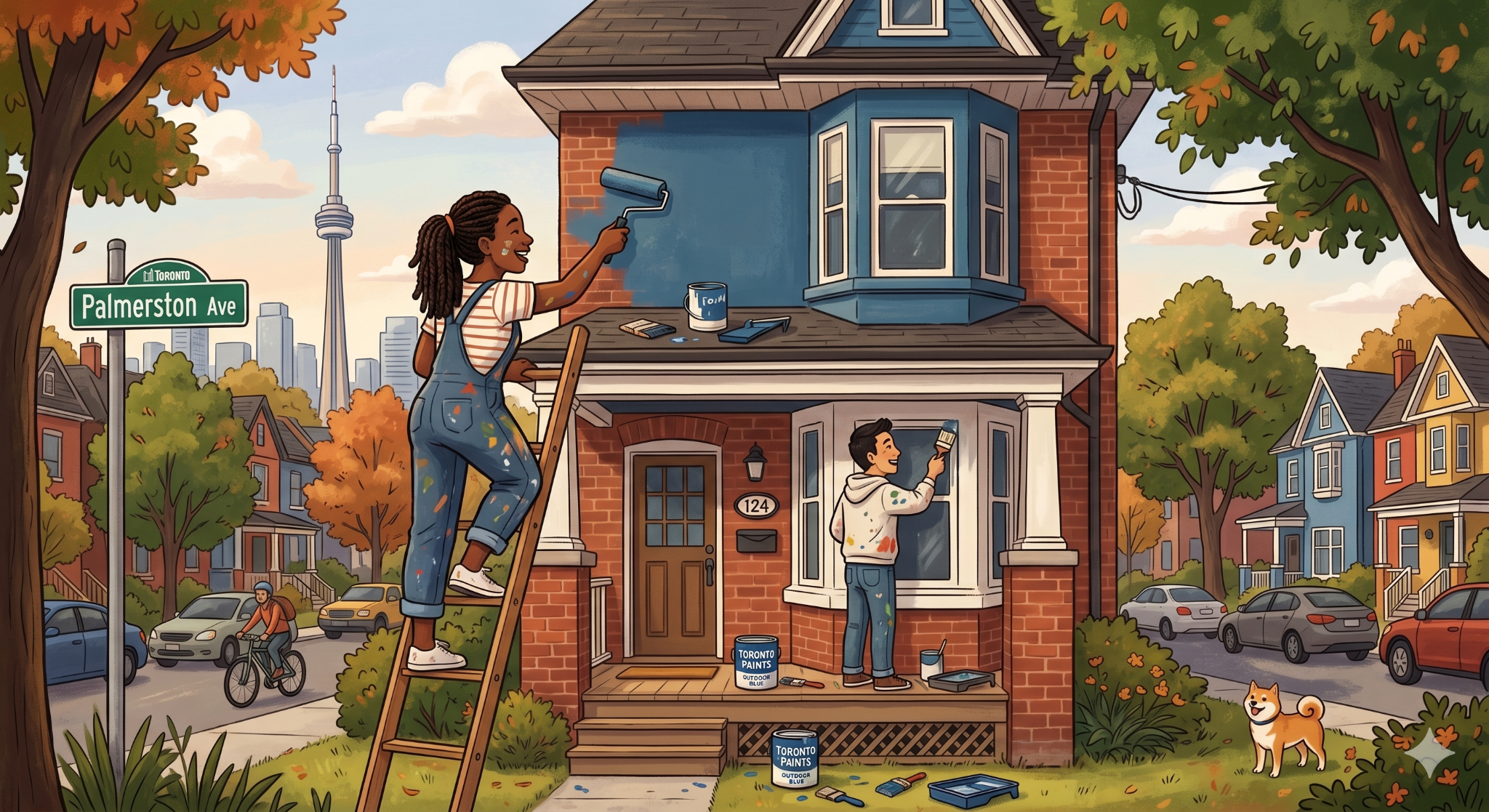 What a Home Appraisal in Toronto Means for Upsizing Families 2 A diverse couple painting the outside of their home.