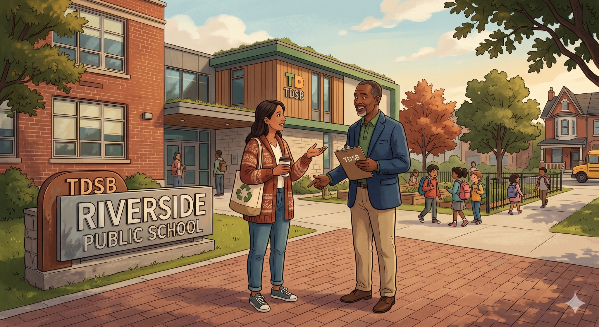 The Best Time to Move With Kids: Summer vs. September & Which Is Actually Better 2 A mother talking with a school principal.