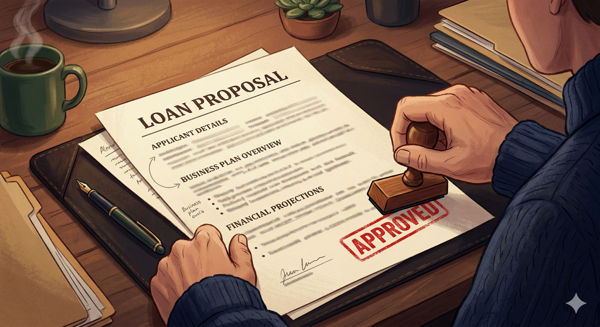 Off Market Listings in Toronto: What Upsizing Families Need to Know 2 Someone stamping an approved note on a loan proposal.