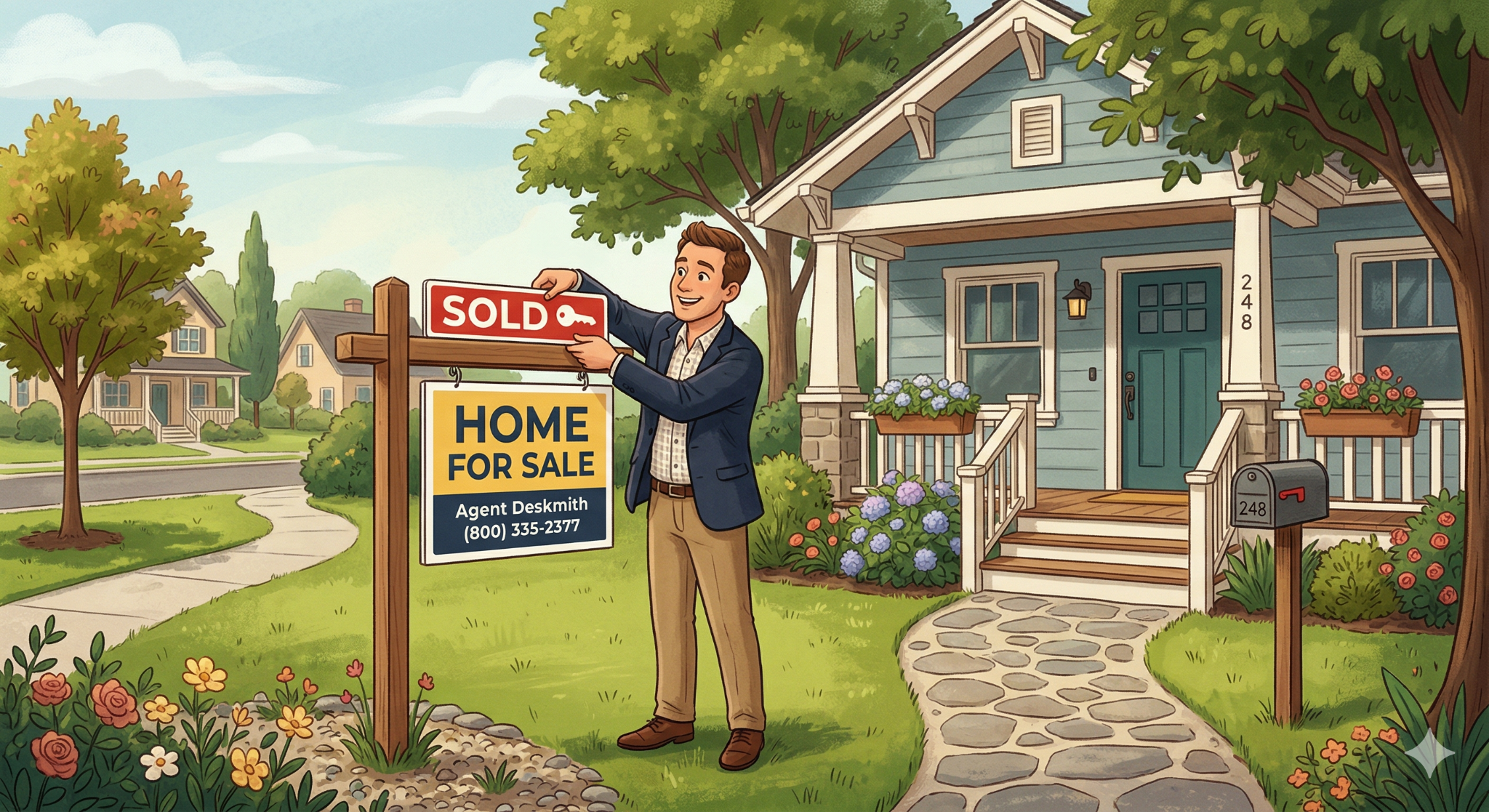 How Long Does It Take to Buy a House in Toronto When Upsizing? 2 A realtor placing a sold sign outside of a home.