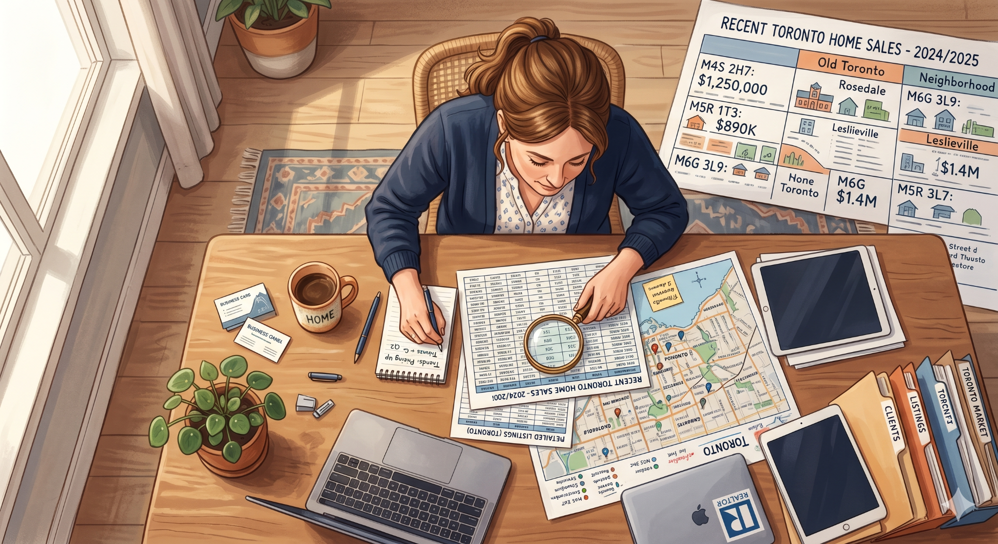 What a Home Appraisal in Toronto Means for Upsizing Families 1 A realtor looking at Toronto housing market stats.