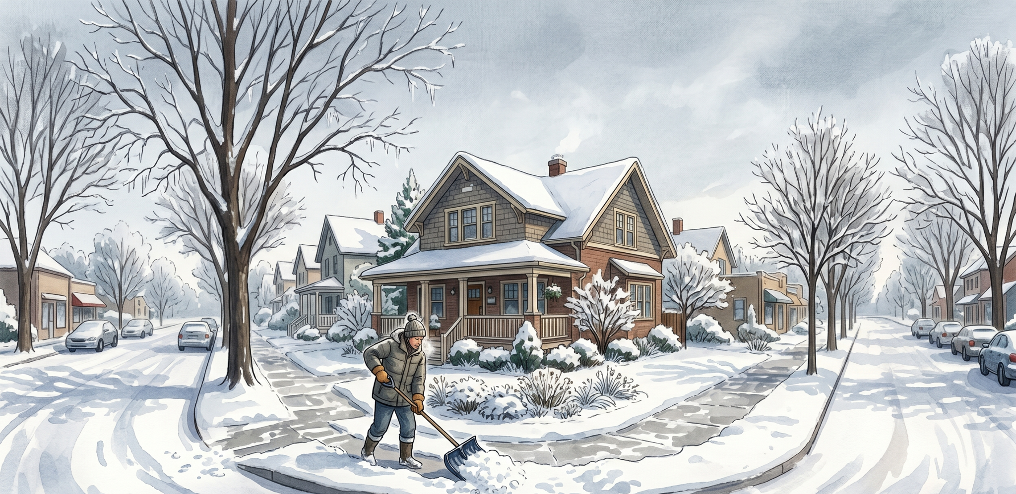 Corner Lots and Interior Lots in Toronto: Which One Works Better for Families 3 Clearing snow off of a sidewalk.
