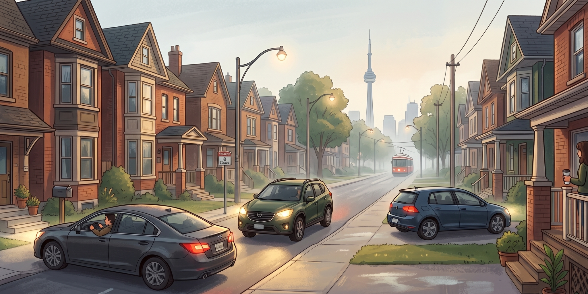 How to Evaluate a Street, Not Just a House, When Upsizing in Toronto 1 Cars pulling out of driveways in Toronto.