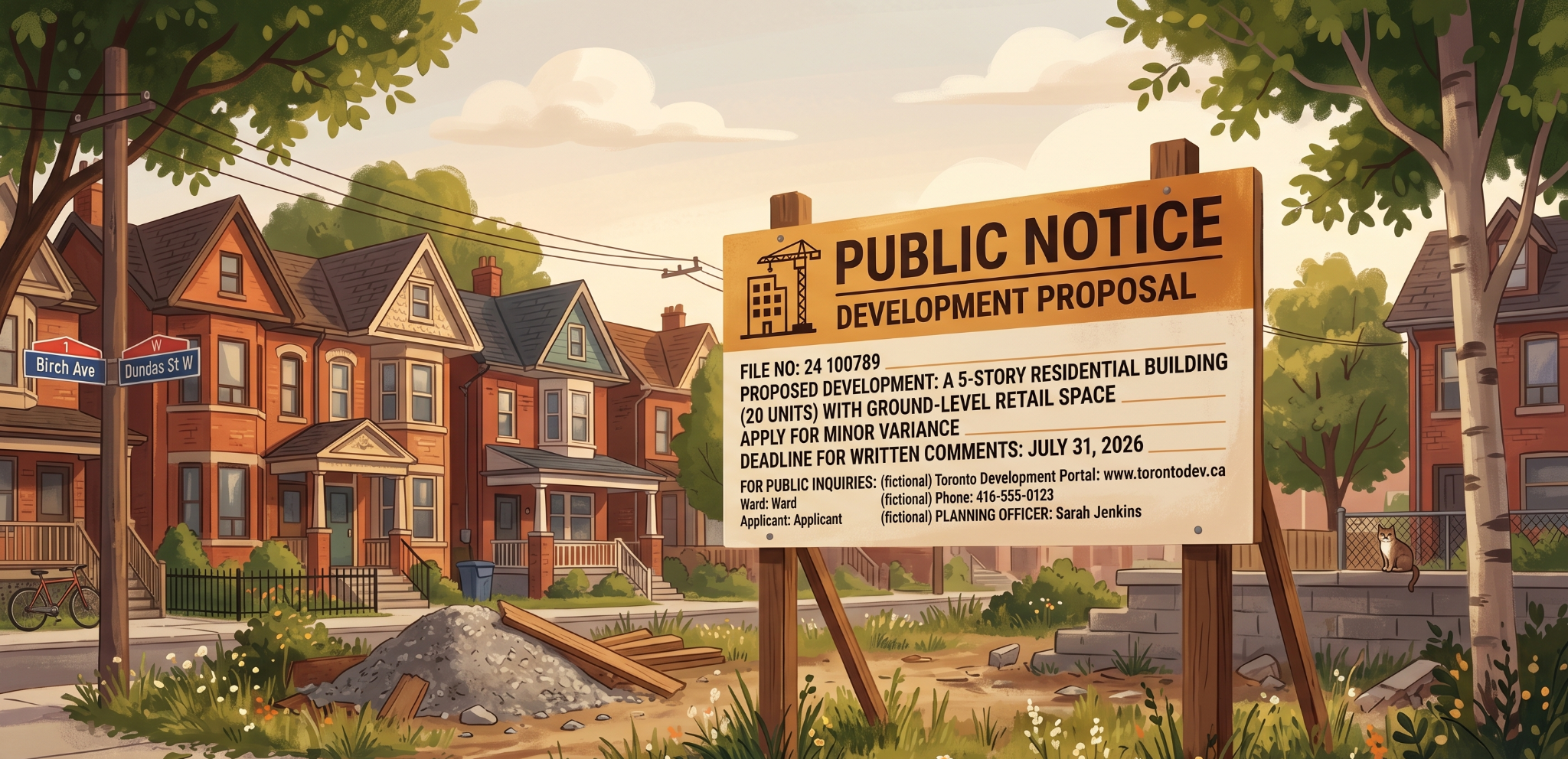 How to Evaluate a Street, Not Just a House, When Upsizing in Toronto 3 An image of a public notice of development in Toronto.