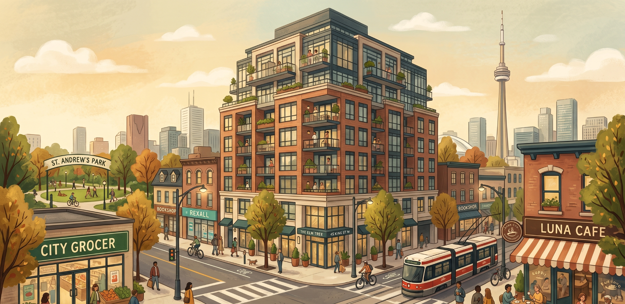 Buying a Condo in Toronto: How to Know If the Timing Is Right for Your Family 1 A condo building with amenities near by.