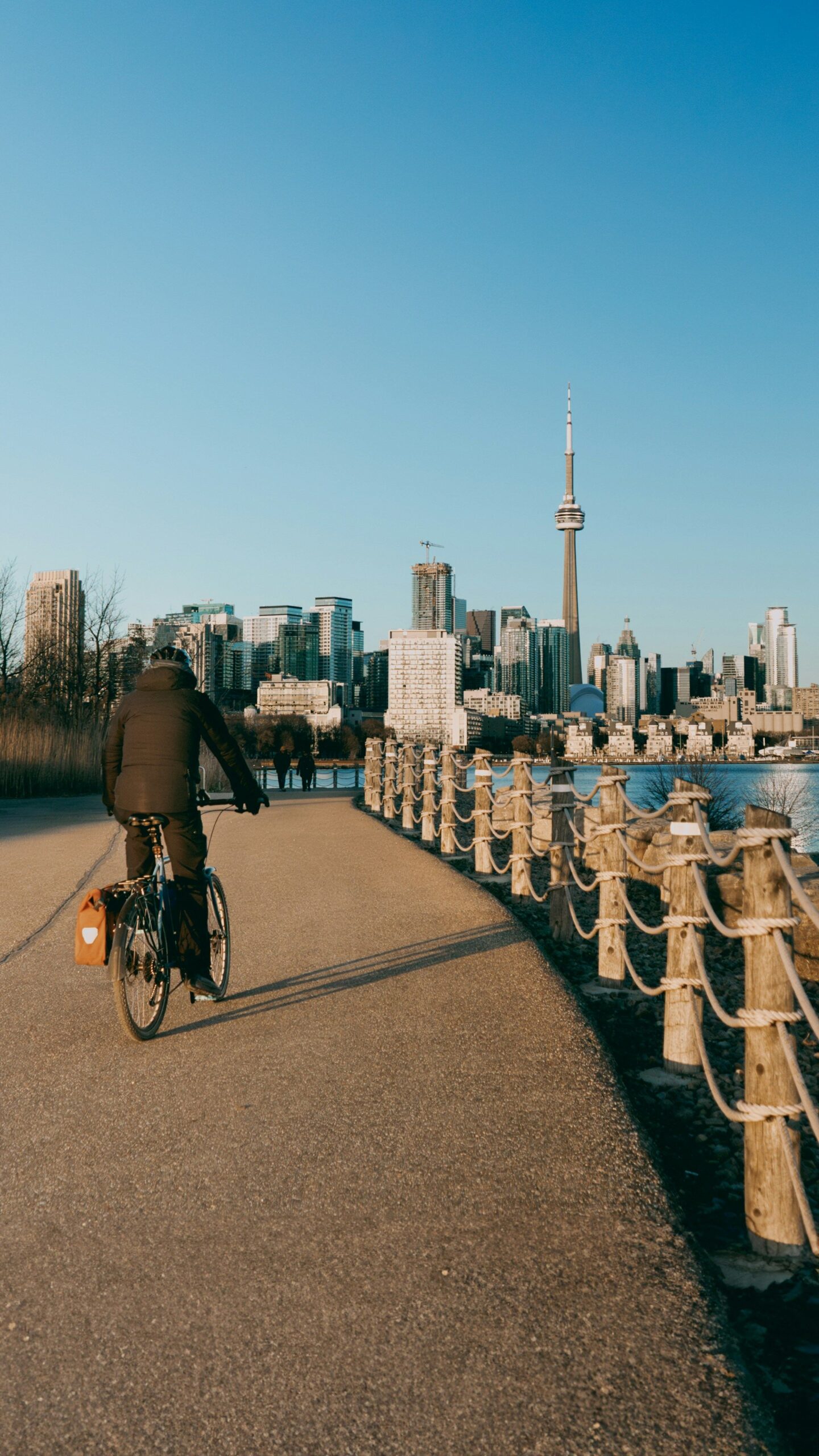 Waterfront path near Parkdale Toronto with the CN Tower in the background