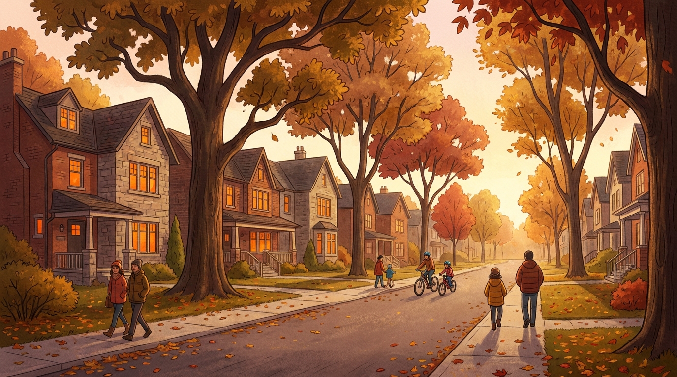 Blog 2 Tree-lined street of detached family homes in an established east-end Toronto neighbourhood. Toronto housing supply in 2026.